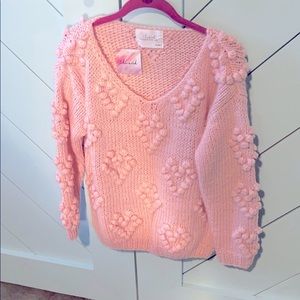 Pink Pompom heart sweater - large